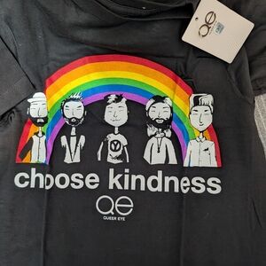 QED London Black Tee with Rainbow Design